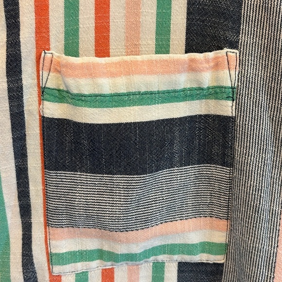 A.N.A BRAND BLUE GREEN PINK STRIPES BUTTON DOWN S/S BUTTON DOWN SIZE XL - Picture 3 of 9